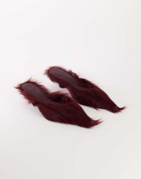 Topshop Asher Pumps mit faux-fur und Kitten-Heel in Rot - view 1