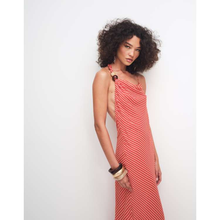 orange and white striped maxi dress Yanika Maxi Dress