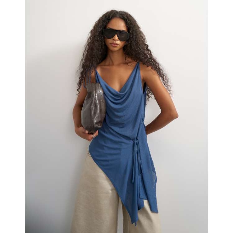 トップス EAPHI ASYMMETRY CUP CAMISOLE Topshop asymmetric cami top in dark blue | ASOS