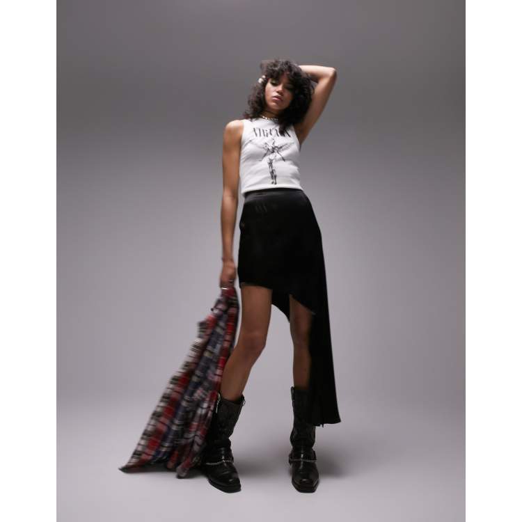 Black and clearance white asymmetrical skirt