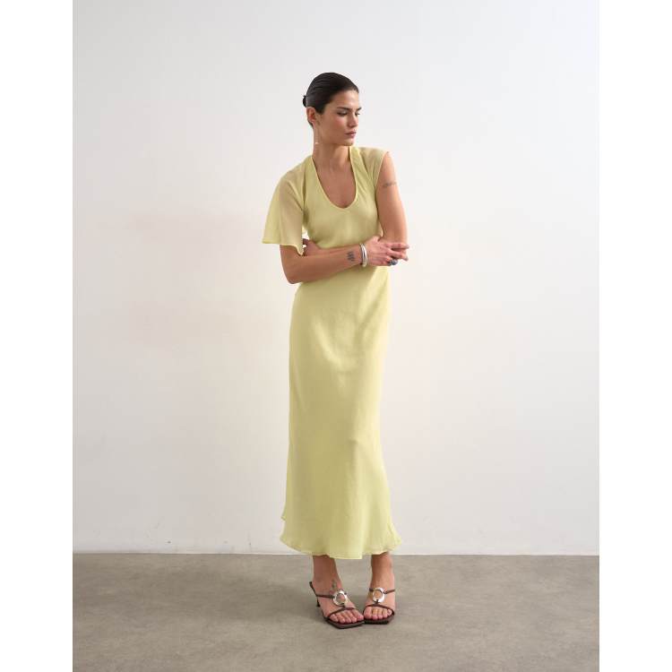 chinese dress ladies ASTR the label Women's Short Flutter Sleeve Assymetric Maxi Dress, Blue  Green Floral, S : Buy Online at Best Price in KSA