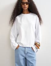 Topshop asymmetric hem raglan sleeve skater t-shirt in white