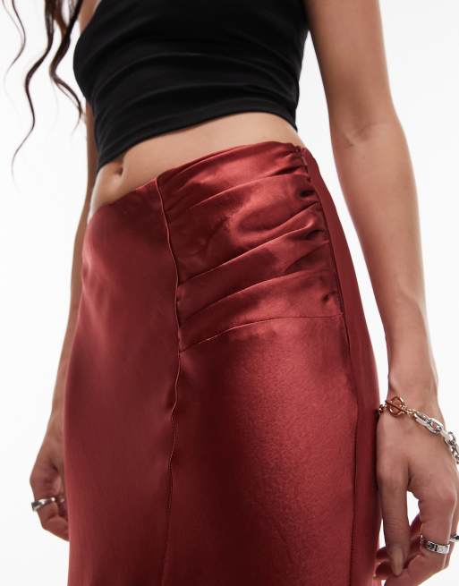 Topshop red shop maxi skirt