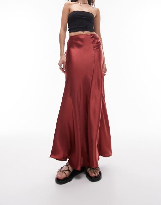 Topshop red 2025 maxi skirt