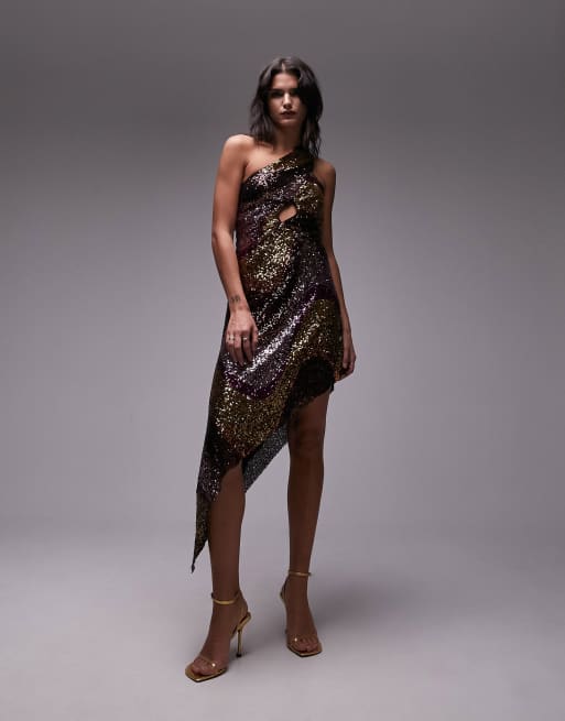 Topshop gold sequin clearance dress