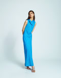 [Topshop] Topshop asymmetric open back dress in bright blue 12 BLUE
