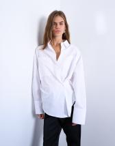 Topshop Asymmetric placket waisted long sleeve shirt in white