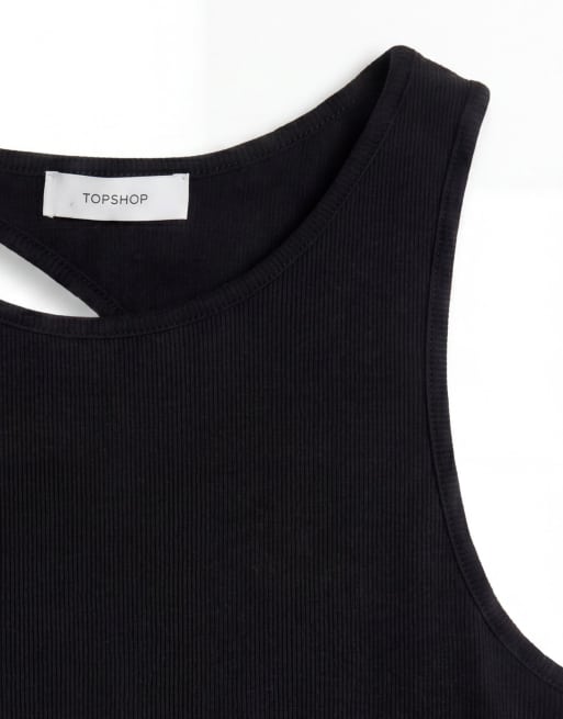 Topshop asymmetric racer back vest in black, 7 of 7