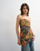 Topshop asymmetric twist bandeau in tropical print