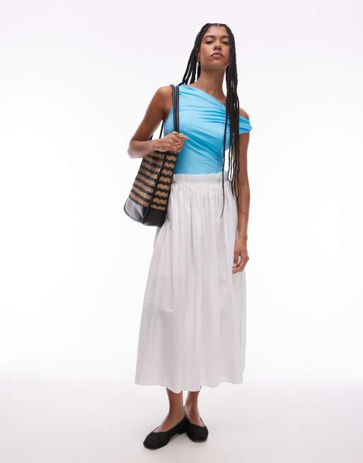 Topshop asymmetric twist detail top in blue, 2 of 4
