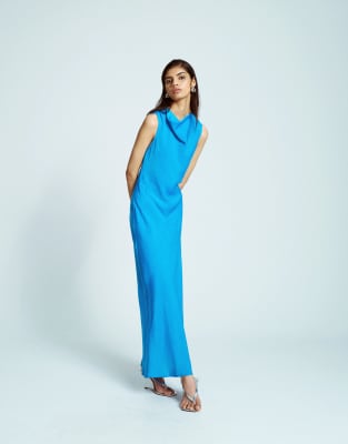 Topshop - Asymmetrisch geschnittenes Kleid mit Rückenausschnitt in leuchtendem Blau