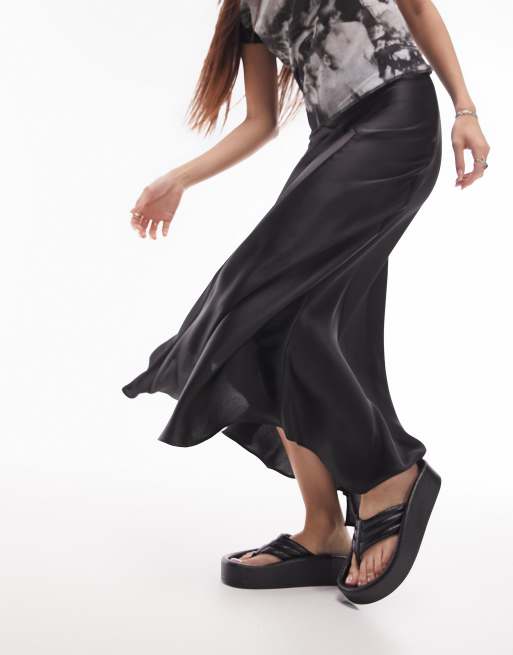 Topshop - Asymmetrische midi rok met fishtail in zwart