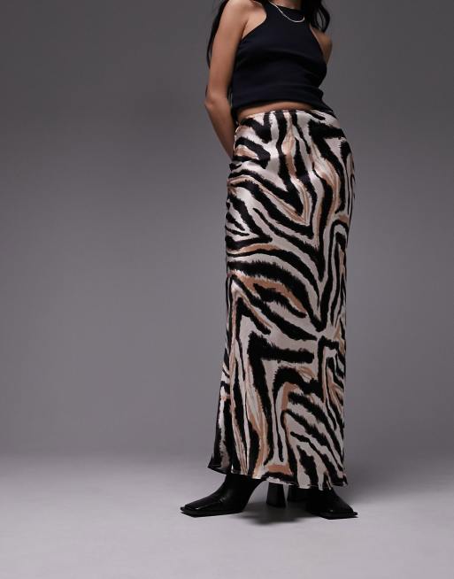 Topshop – Asymmetrischer Maxirock mit mehrfarbigem Animalprint, 4 von 4
