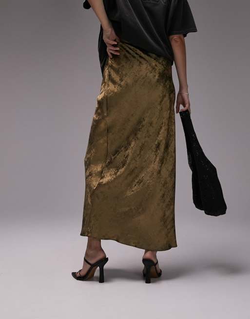 Topshop – Asymmetrischer Midirock in Metallic-Gold, 4 von 4