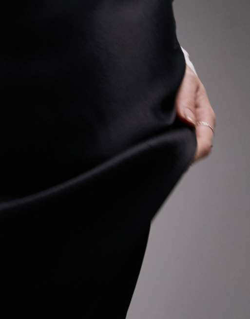Topshop – Asymmetrischer Rock in Schwarz mit 90er-Länge, 2 von 4