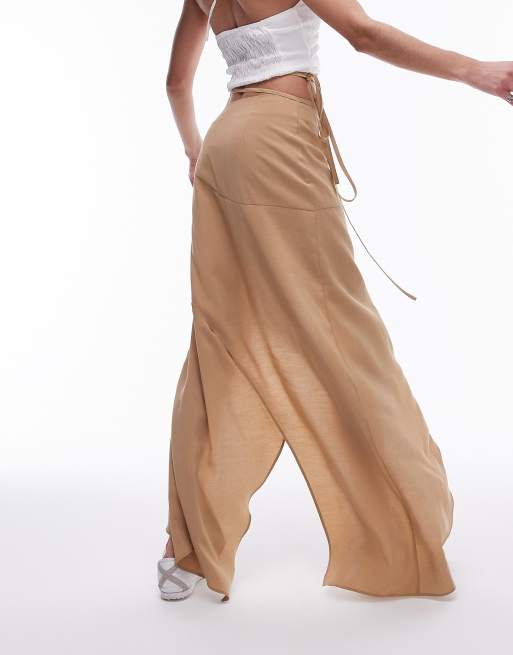 Topshop – Asymmetrischer Rock in Steinbeige mit Zipfelsaum, 3 von 5