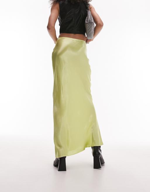 Topshop – Asymmetrischer Satin-Maxirock in Zitronengelb, 4 von 4