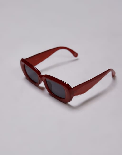 Topshop – Athens – Rechteckige Sonnenbrille in milchigem Orange, 2 von 3
