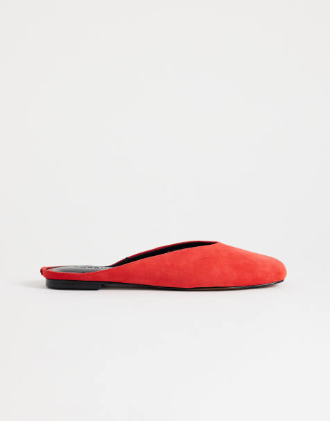 Topshop – Atlas – Czerwone płaskie buty bez pięt - view 1