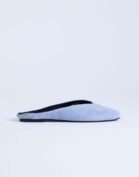 Topshop – Atlas – Flache Mules in Blau - view 1
