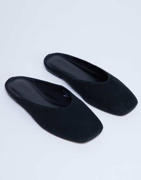 Topshop Atlas mule flat shoe in black - view 1