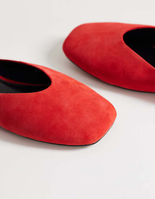 Topshop Atlas mule flat shoe in red, 4 of 4