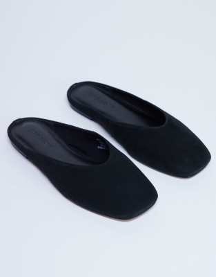 Topshop Atlas Mule Flat Shoes In Black