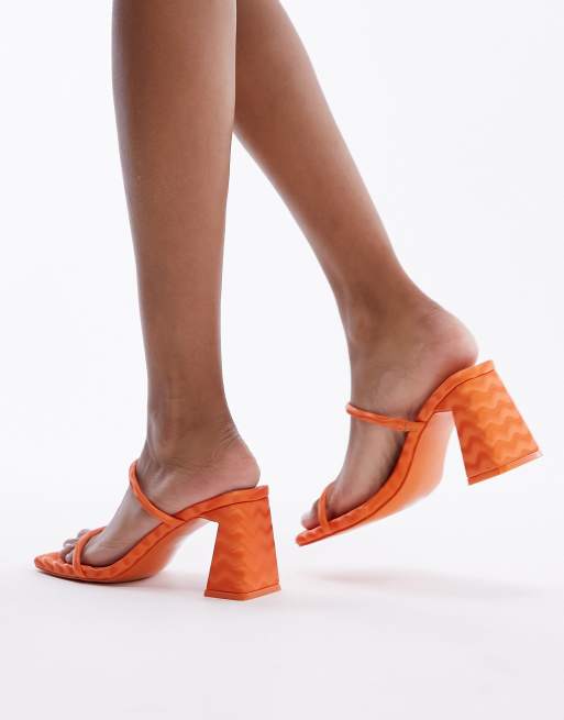 Topshop Aurelia mid heel strappy sandal in orange