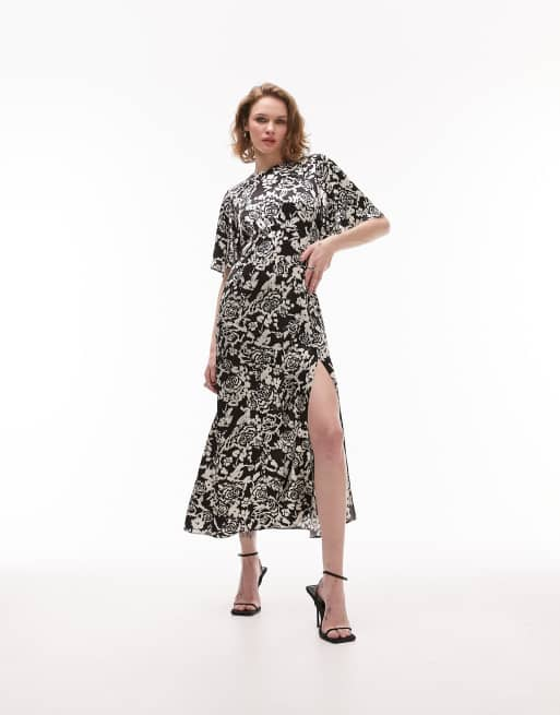 Topshop printed button outlet midi dress