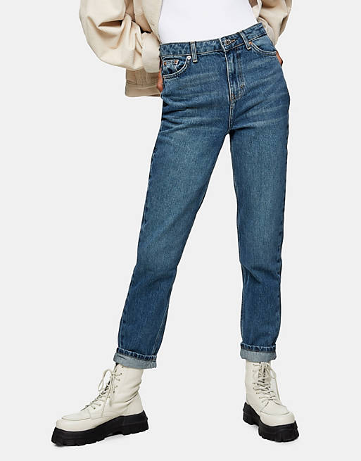 Topshop authentic mom jeans in blue green 