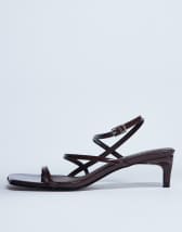 Topshop Autumn minimal mid heel sandal in chocolate