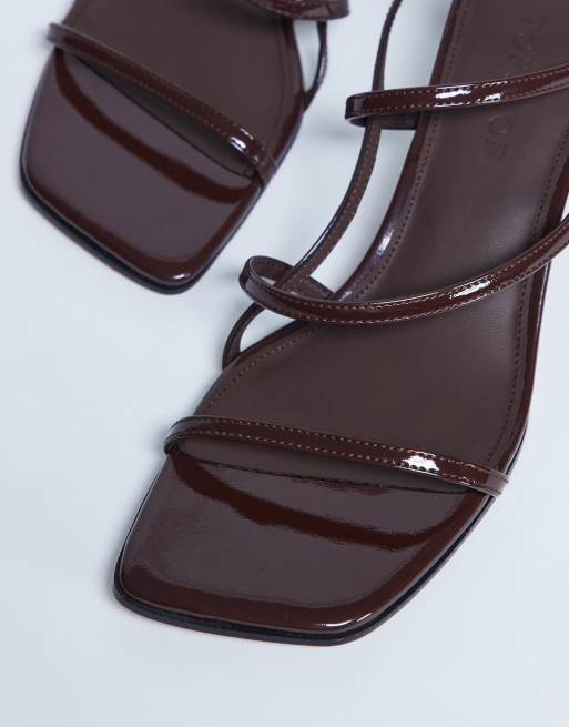 Topshop Autumn minimal mid heel sandals in chocolate, 2 of 4