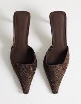 Topshop Avery embellished mule court in chocolate