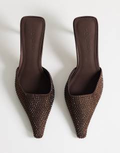 Avery embellished mule mid court in chocolate
