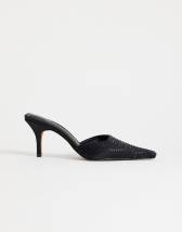 Topshop Avery embellished pointed mule court in black