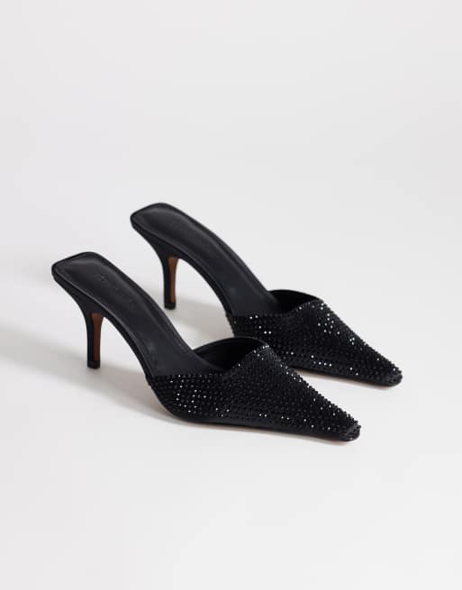 Topshop - Avery - Puntige muiltjes met versiering in zwart, 2 van 4