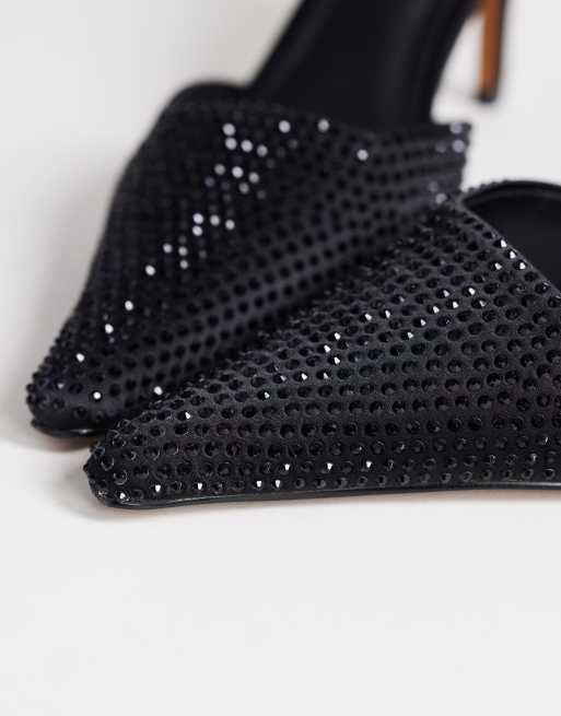 Topshop - Avery - Puntige muiltjes met versiering in zwart, 4 van 4