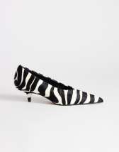 Topshop Avril hair on real leather kitten heel mid court shoe in black and white zebra