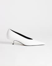 Topshop Avril kitten heel mid court shoe in white