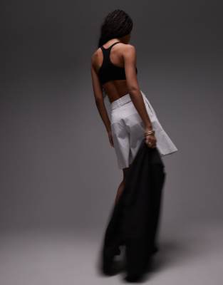 Topshop Pleated High Waist A-line Twill Shorts