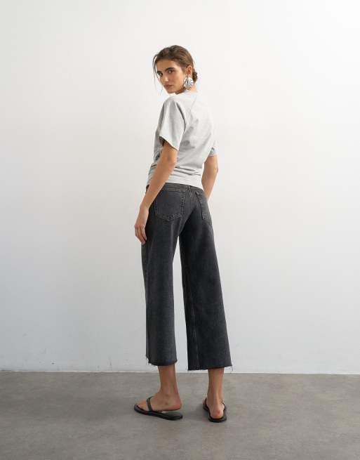 Topshop awkward crop jeans in washed black, 2 of 8