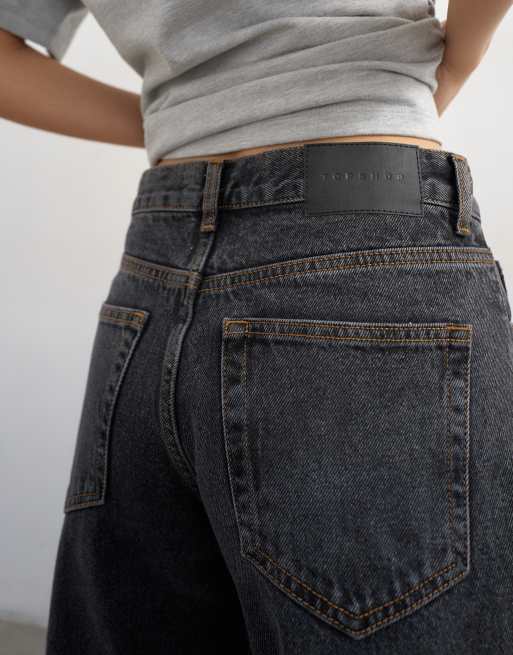 Topshop awkward crop jeans in washed black, 3 of 8