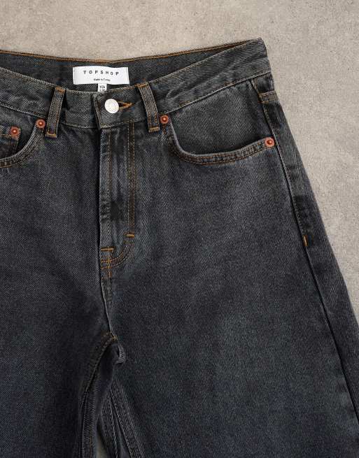 Topshop awkward crop jeans in washed black, 8 of 8