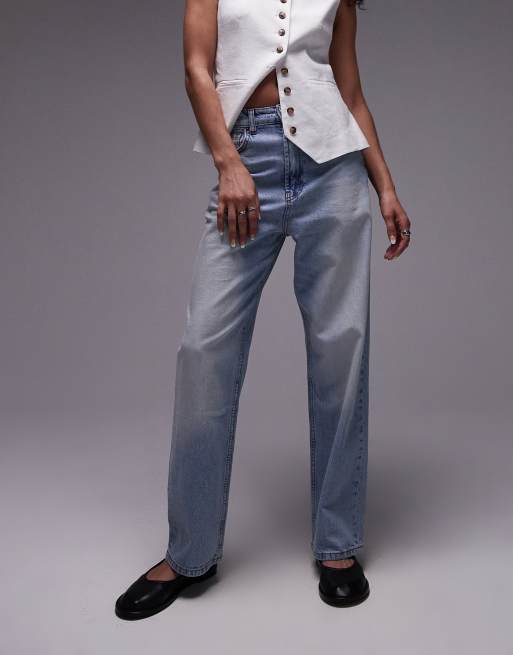 Topshop - Awkward - Jeans cilindrici a vita alta candeggiati vintage