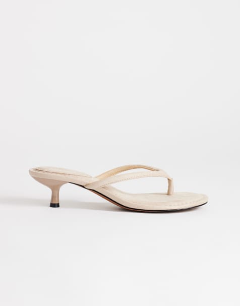 Topshop Axel flip flop mid heel sandals in camel - view 1