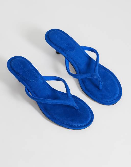 Topshop - Axel - Sandali infradito con tacco medio blu cobalto, 3 di 4