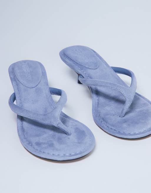 Topshop - Axel - Sandali infradito con tacco medio blu fiordaliso, 3 di 4