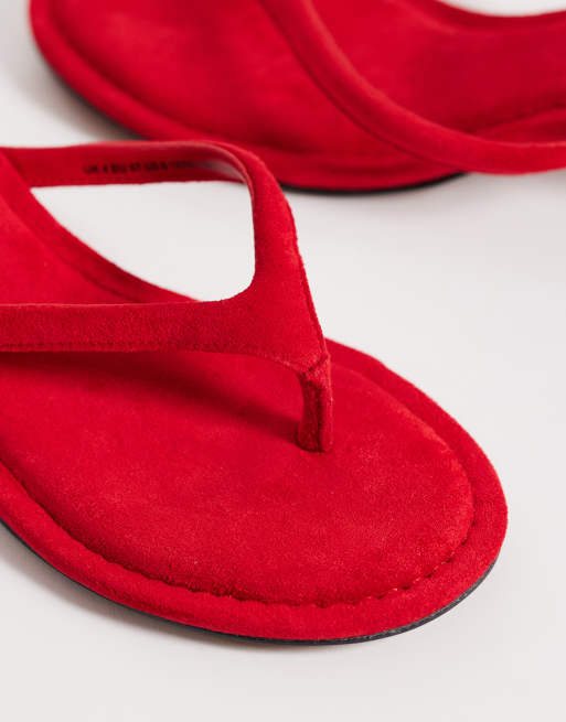 Topshop - Axel - Sandalias de dedo rojas de tacón medio, 3 de 4