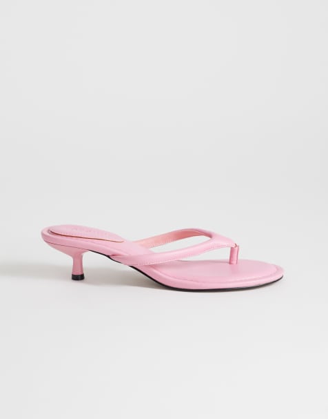 Topshop - Axel - Sandalias de dedo rosa de tacón medio - view 1