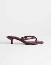 Topshop Axel toe thong mid heel sandal in aubergine